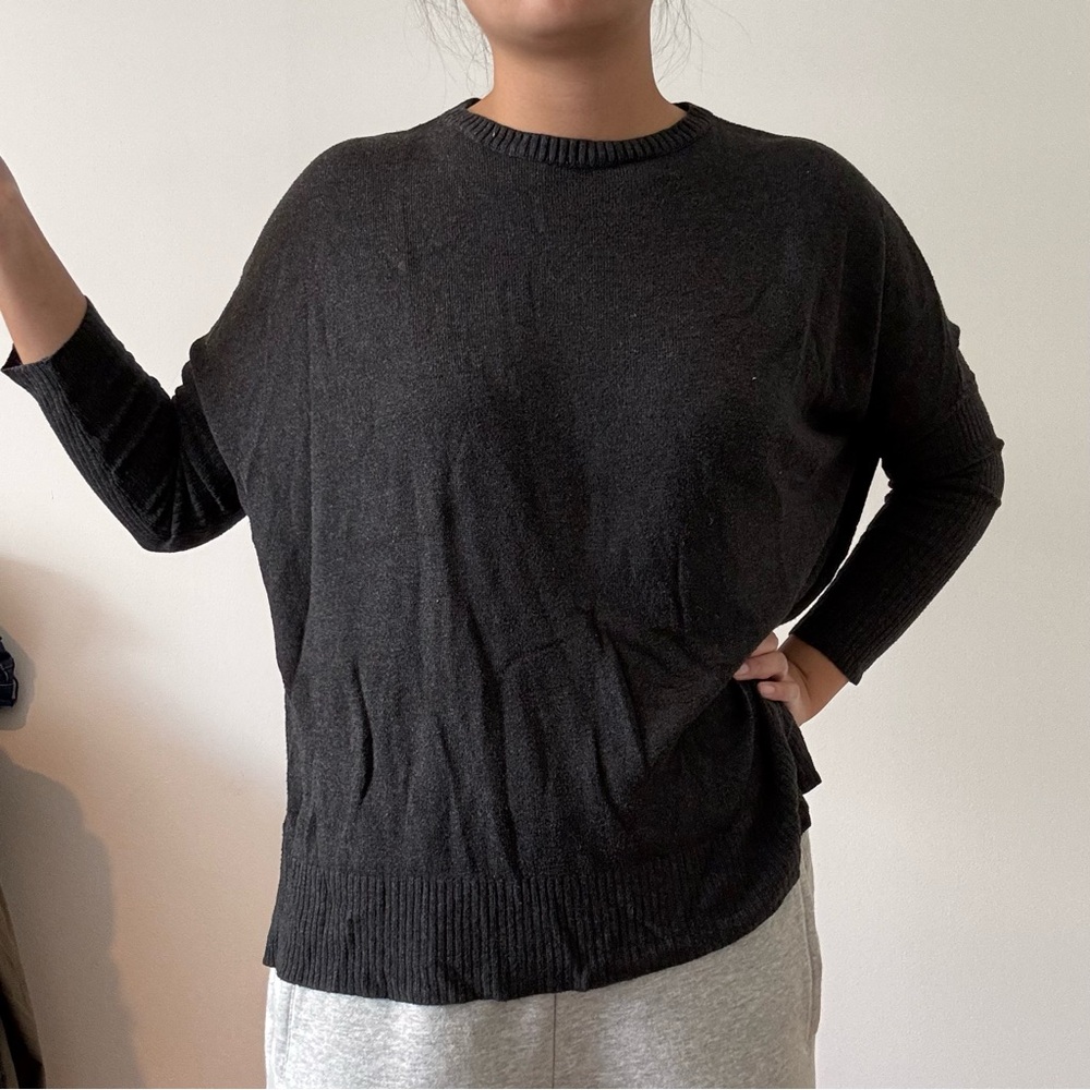 Dont Ask Why Bat Sleeve Dark Gray Long Sleeve Sweater One Size